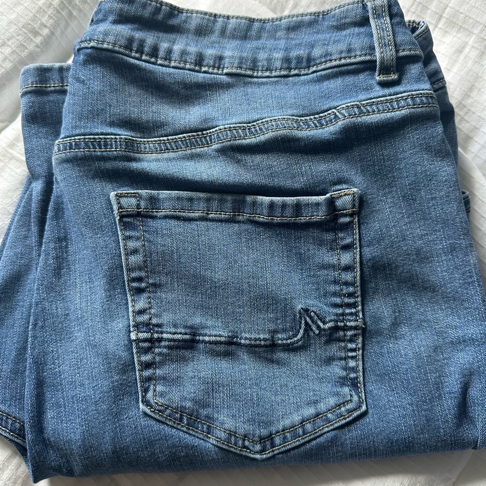Maurices Blue Jeans with Subtle Fading and Whiskering
